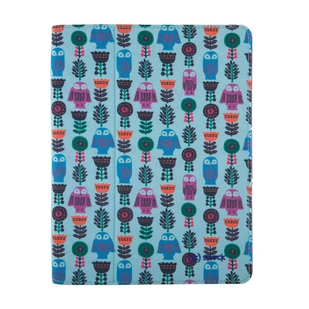 Speck FitFolio iPad 2 3 4 Case Owl Floral Blue Slim Protective Stand Cover